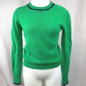 Vintage 80s Womens Sweater (S) Shetland Wool Preppy Normcore‎ Green Jumper